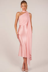Scarf-Detail Midaxi Dress in Blush
