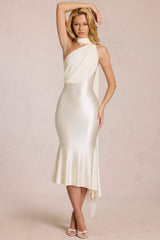 Scarf-Detail Midaxi Dress in Pearl