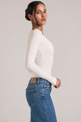 V-Neck Long-Sleeve Top in Vanilla