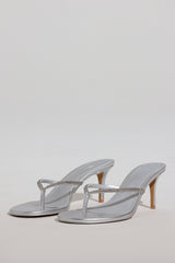 Heeled Sandal in Silver
