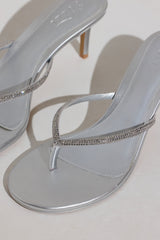 Heeled Sandal in Silver