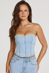 Denim Corset Top in Light Denim