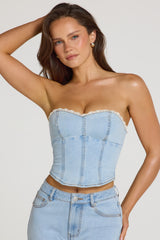 Denim Corset Top in Light Denim