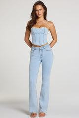 Mid-Rise Bootcut Jeans in Light Denim
