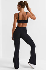 Soft Active V-Waist Flared Leggings in Black