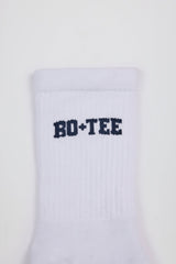 Ribbed Half-Crew Socks in White