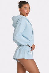 Oversized Zip-Up Hoodie in Powder Blue