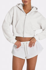 Oversized Zip-Up Hoodie in Coconut