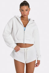 Oversized Zip-Up Hoodie in Coconut