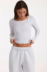 ButterCloud™ Layered Top in Grey Marl