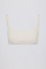 Soft Active Seam-Detail Sports Bra in Oat