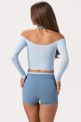 Soft Jersey Off-Shoulder Top in Powder Blue