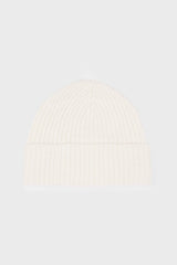 Ribbed Knit Beanie Hat in Ivory