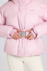 Waterproof Belted Oversized Ski Jacket in Powder Pink