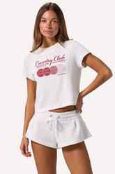 Cropped Graphic T-Shirt in Ivory