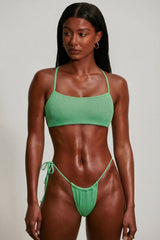 Strappy Scoop Bikini Top in Seafoam Green