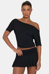 ButterCloud™ Slouchy Off-Shoulder Top in Black