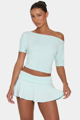 ButterCloud™ Slouchy Off-Shoulder Top in Peppermint