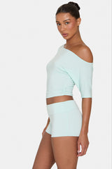 ButterCloud™ Mini Foldover Shorts in Peppermint