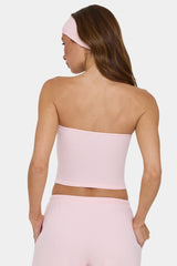 Ribbed Jersey Bandeau Top in Peach Stripe