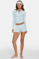 Ribbed Jersey Mini Shorts in Mint Stripe