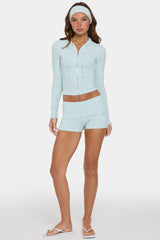 Ribbed Jersey Mini Shorts in Mint Stripe