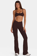 Soft Active V-Waist Flared Leggings in Espresso