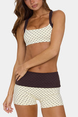 Soft Active Foldover Mini Shorts in Cookie Butter