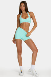 Soft Active Mini Shorts in Aqua Stripe