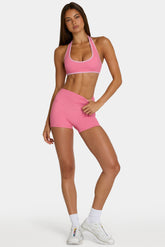 Soft Active Mini Shorts in Pink Stripe
