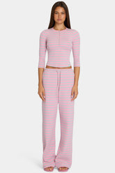 Brushed Jersey Low-Rise Trousers in Multi Stripe