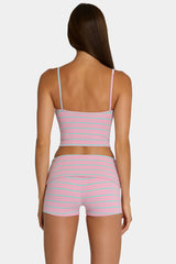 Brushed Jersey Mini Shorts in Multi Stripe