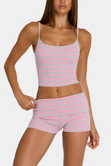 Brushed Jersey Mini Shorts in Multi Stripe