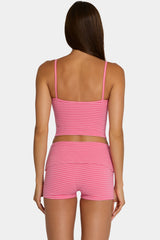 Brushed Jersey Mini Shorts in Pink Stripe