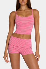 Brushed Jersey Mini Shorts in Pink Stripe
