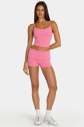 Brushed Jersey Mini Shorts in Pink Stripe