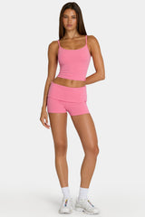 Brushed Jersey Mini Shorts in Pink Stripe