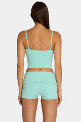 Brushed Jersey Tank Top in Aqua Stripe