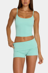 Brushed Jersey Tank Top in Aqua Stripe