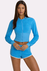 Terry Zip-Up Jacket in Electric Blue