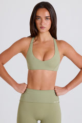 Crossback V-Neck Sports Bra in Matcha