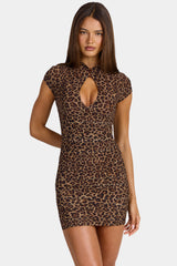 Cut-Out Mini Dress in Leopard
