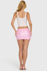 Embellished Mini Skirt in Bubblegum Pink