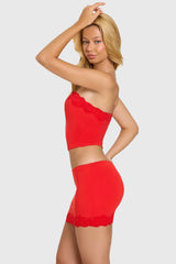 Modal Lace-Trim Bandeau Top in Cherry