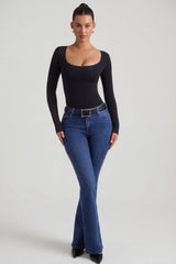 High-Rise Flared Jeans in Indigo Wash