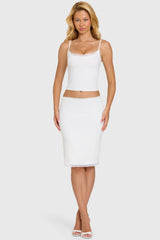 Modal Lace-Trim Midi Skirt in Coconut