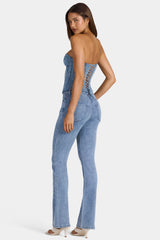 Low-Rise Flared Jeans in Mid-Blue