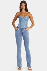 Low-Rise Flared Jeans in Mid-Blue