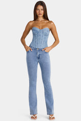 Low-Rise Flared Jeans in Mid-Blue