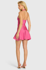 Bandage Low-Rise Mini Skirt in Raspberry
